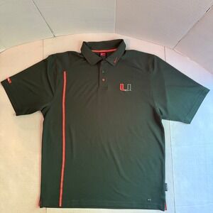 Nike‎ Miami Hurricanes NCAA Polo Shirt Men's L Dri-FIT Golf College Game Day UM